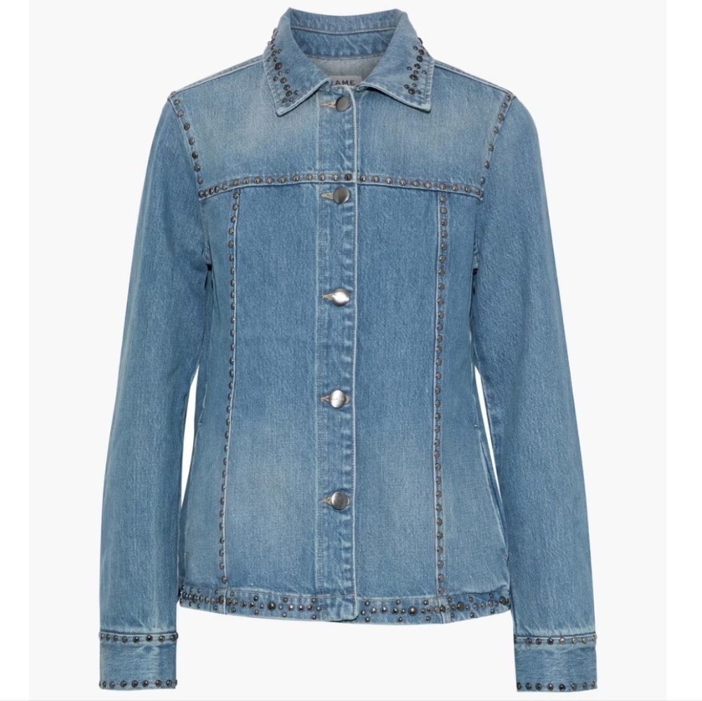 Nwt Frame Denim Le Studded Motif Denim Jacket - Picture 16 of 16